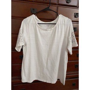 White Loft T-Shirt with Lace Sleeves